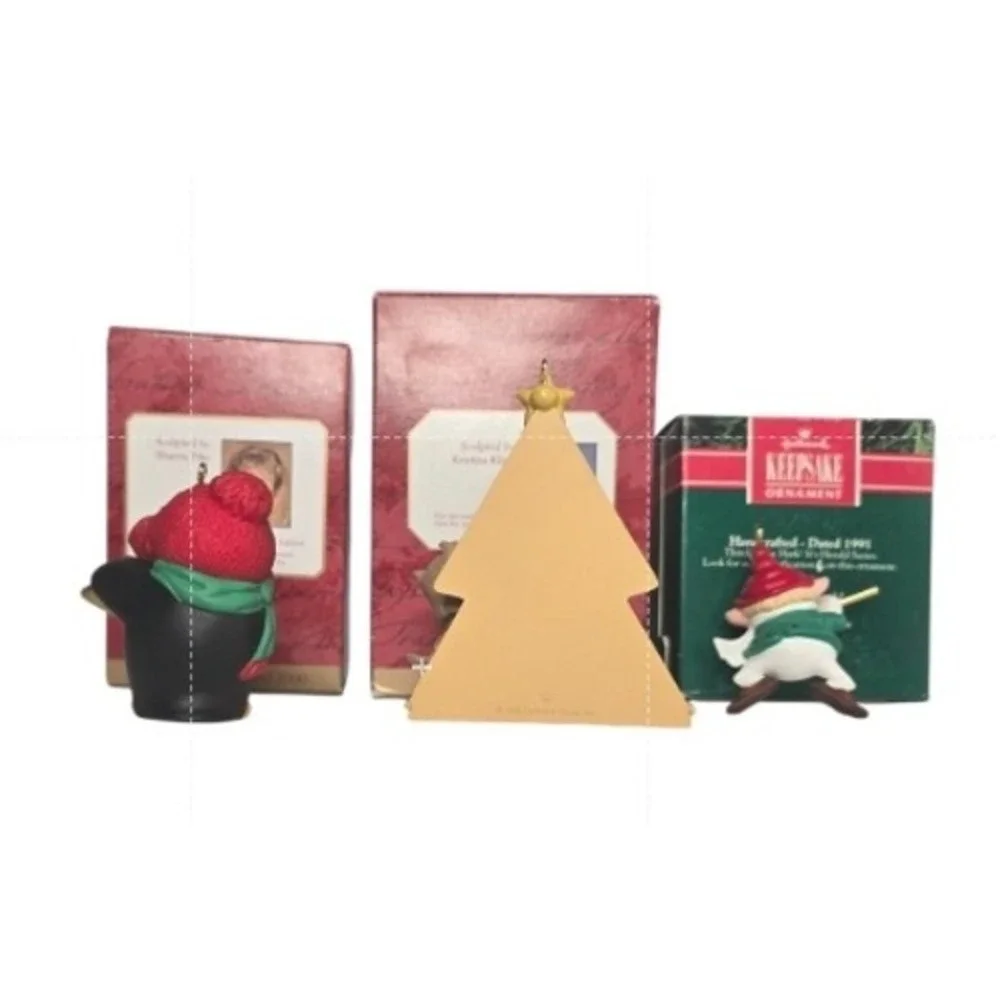 Hallmark Keepsake‎ Ornaments Teacher Penguin Owl Elf Christmas Lot of 3